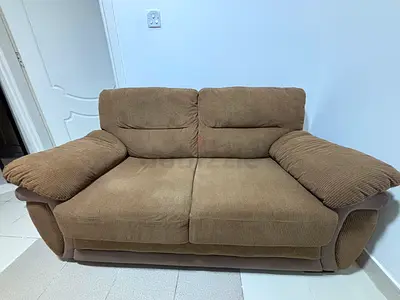 Brown 2-Seater Corduroy Sofa - Comfortable Compact Loveseat