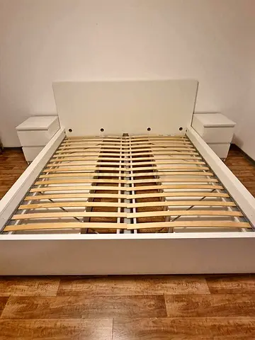 Ikea King White Malm bed frame with Ikea King Mattress