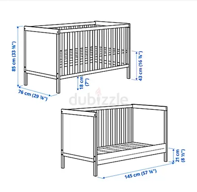 Convertible Baby Crib (crib to toddler bed) - Solid Wood
