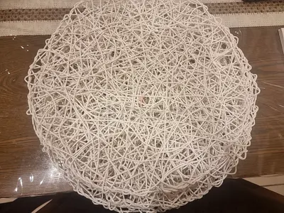Round white woven decorative placemat / table centerpiece