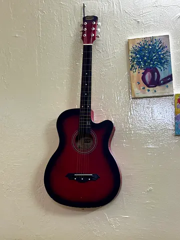 Red Sunburst Acoustic Guitar - Good Condition