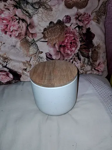 Small Ceramic Storage Jar with Bamboo Lid - Used