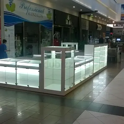 ​Modern White LED Glass Retail Kiosk