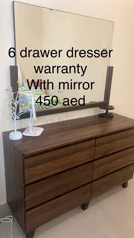 6-Drawer Wooden Dresser with Mirror - Good Condition