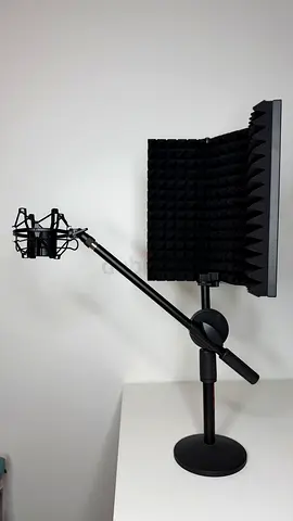 Microphone boom arm with shock mount and acoustic foam shield - used
