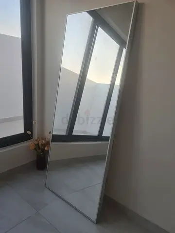 Full-Length Leaning Mirror with Slim Silver Frame