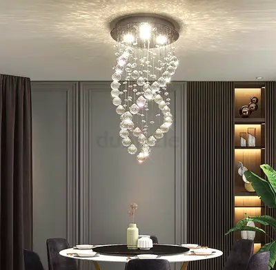 Modern Crystal Spiral Ceiling Chandelier - 5-Light Dining Room Fixture