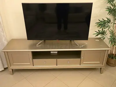 Beige TV Stand / Entertainment Unit with Storage - Good Condition