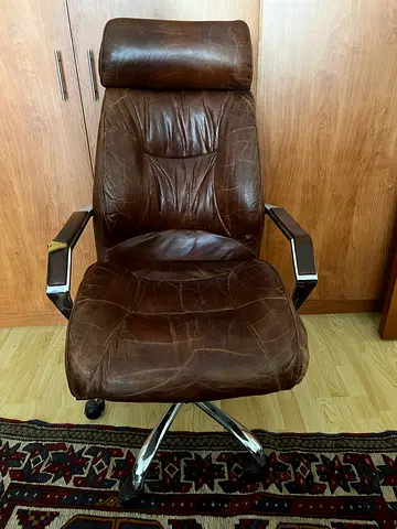 Used Brown Leather Office/Executive Chair with Headrest