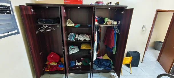 Large 4-Door Wooden Wardrobe / Armoire - Dark Finish