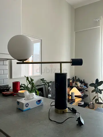 Modern Marble Table Lamp with Globe Glass Shade