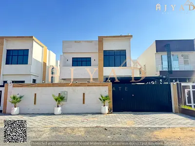For sale: villa in Al Helio 2 Ajman, stone facade, 3 master bedrooms, majlis, living room, American kitchen, land 3164 sq ft, built 3000 sq ft, prime
