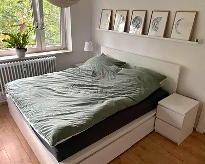 Ikea malm king size storage bed with ikea mattress like new