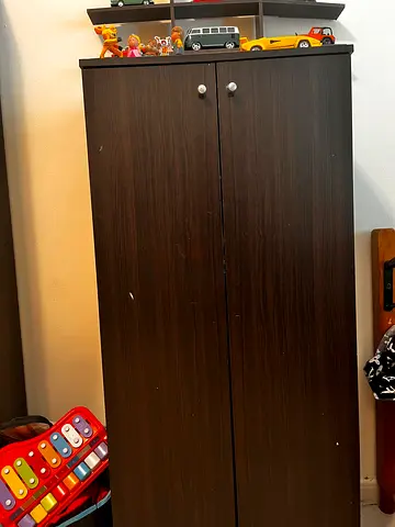 Dark Brown 2-Door Wardrobe / Armoire - Good Condition