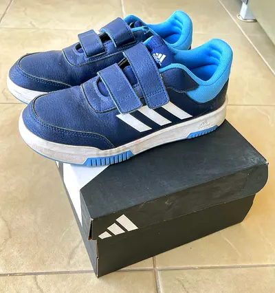 Adidas kids navy blue sneakers with velcro straps —36