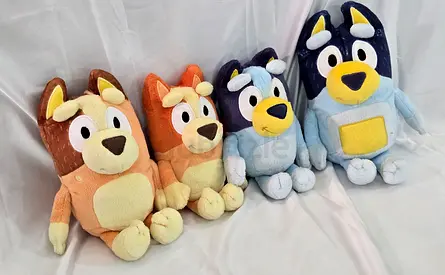 Set of 4 Bluey Plush Toys - Small and Large Soft Stuffed Characters
