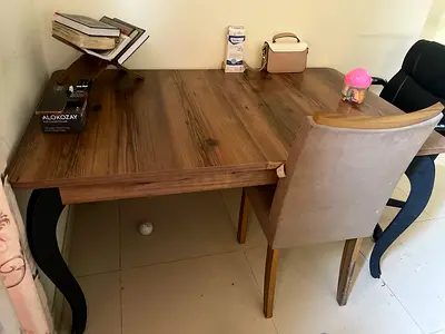 Wooden Study/Office Table with Two Chairs - Good Condition