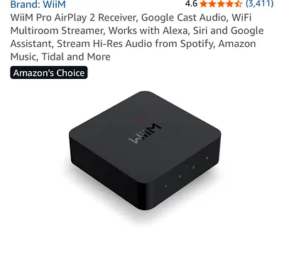 WiiM Pro AirPlay 2 Receiver, Google Cast Audio, WiFi Multiroom Streamer, Works with Alexa, Siri and