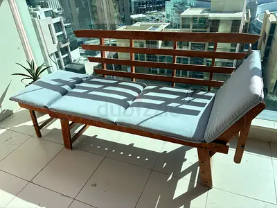 Solid Wood Outdoor Daybed / Garden Bench with Cushions