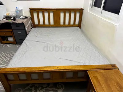 Wood bed frame and bed for sale 700 only