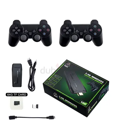 Wireless Dual Controllers Bundle with USB Receiver + 64GB Card (PS-style) - Works with PS2/PC