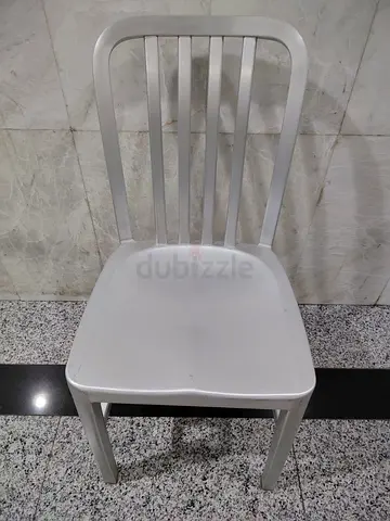 Crate and Barrel Delta Commercial Grade Silver Metal Indoor-Outdoor Chair