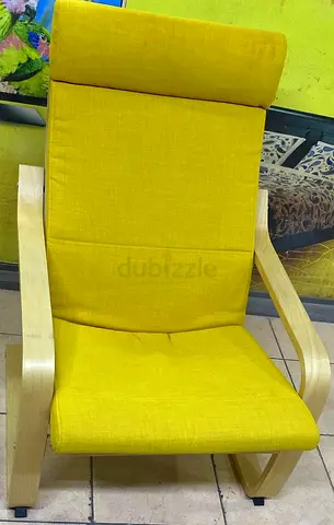 Yellow Upholstered Armchair with Bentwood Frame