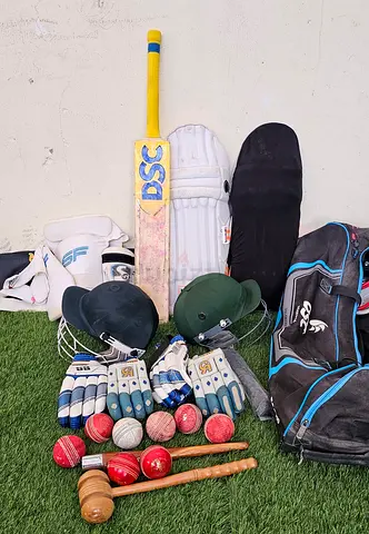 Used Cricket Kit - Bat, Pads, Gloves, Helmets, Balls  Bag