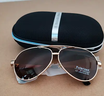 Polarized Aviator Sunglasses with Hard Case - Like New