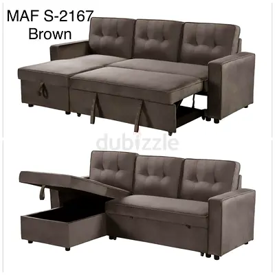 3-Seater Convertible Sofa Bed with Storage - Brown