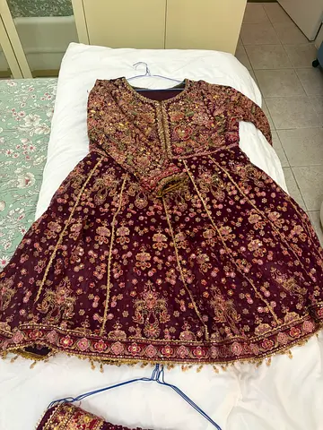 Maroon Embroidered Womens Lehenga Choli - Full Set