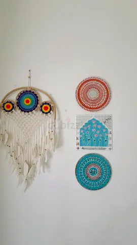 Handmade Dreamcatcher with Three Decorative Mandala Plates - Wall Set