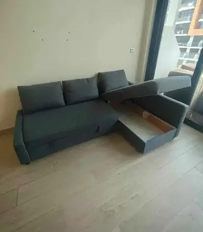 Ikea L Shape Sofa cum bed with big storage in L , and You can fix the L left and right any side you