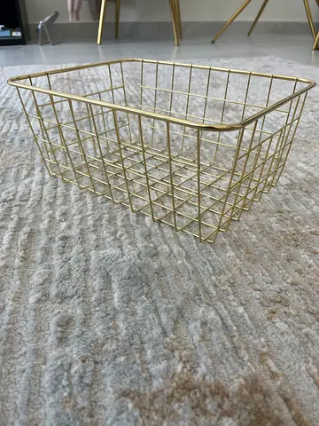 Gold Wire Storage Basket - Decorative Metal Organizer