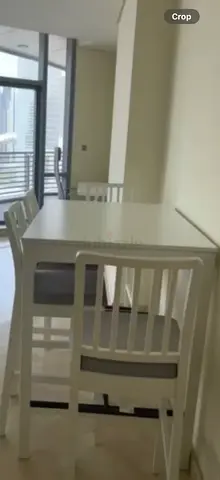 White Wooden Dining Table with 4 Chairs - Compact Set