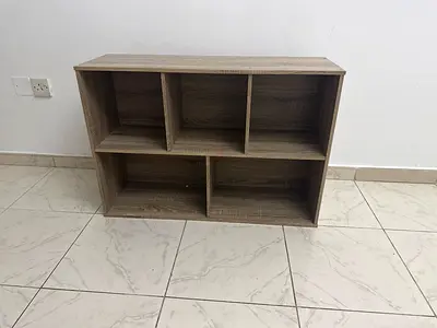 Compact 6-Cubby Wooden Storage Shelf - Light Oak