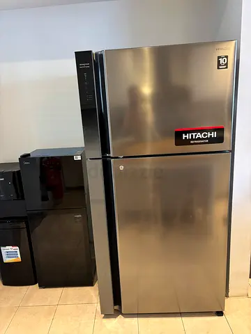 Hitachi Stainless Steel Double-Door Refrigerator - Good Condition