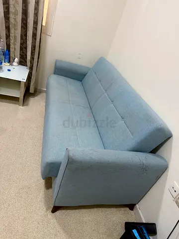 Cum Bed Light blue 3-seater fabric sofa — good condition. Urgent sale