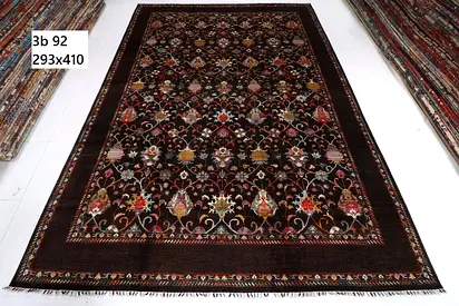 3x4m Handwoven Dark Floral afghan Rug carpet - Large