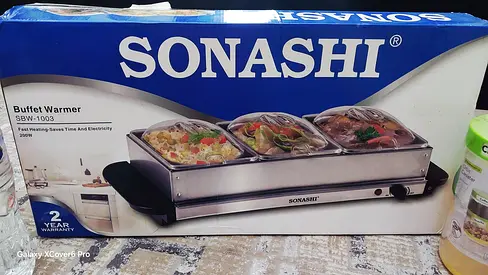 Sonashi 3-Section Buffet Food Warmer (SBW-1003) - Used, Working  with free new 4 conatiners