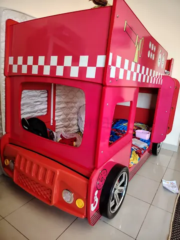 Red Fire Truck Themed Kids Bunk Bed - single Size