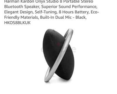 Harman Kardon Onyx Studio 8 Portable Stereo Bluetooth Speaker, Superior Sound Performance, Elegant D