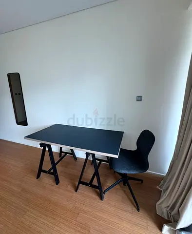 Minimal Black Desk with Sausage Chair - Modern Study Setup