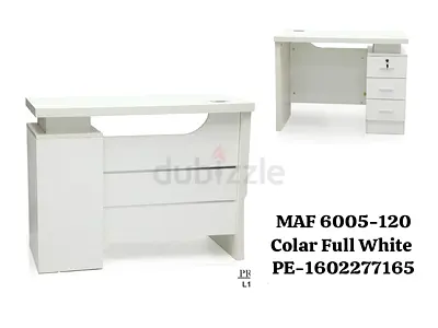 White Reception/Console Desk with Drawers - Modern Finish