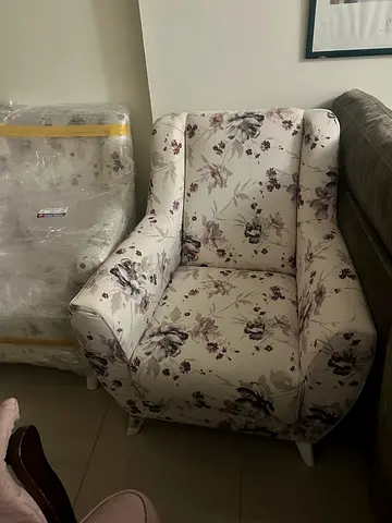 Floral Accent Armchair - Comfortable Wingback Single Seater 2 pcs
