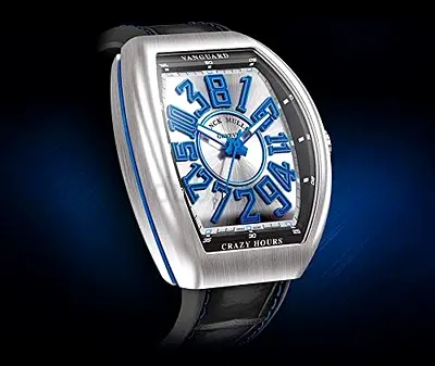 Franck Muller Vanguard Crazy Hours Mens Watch - Silver  Blue