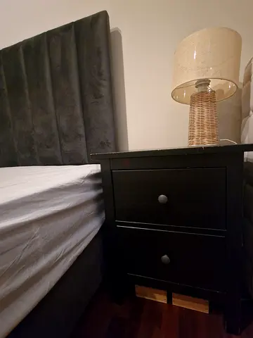 Black 2-Drawer Wooden Nightstand / Bedside Table in Good Condition