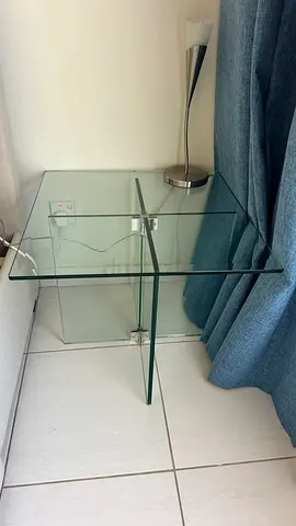 2 x Italian Glass Side Table / Nightstand Set — Minimal Design