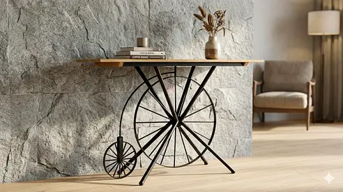 Industrial Wheel Accent Table