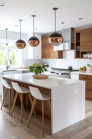 Modern white kitchen island